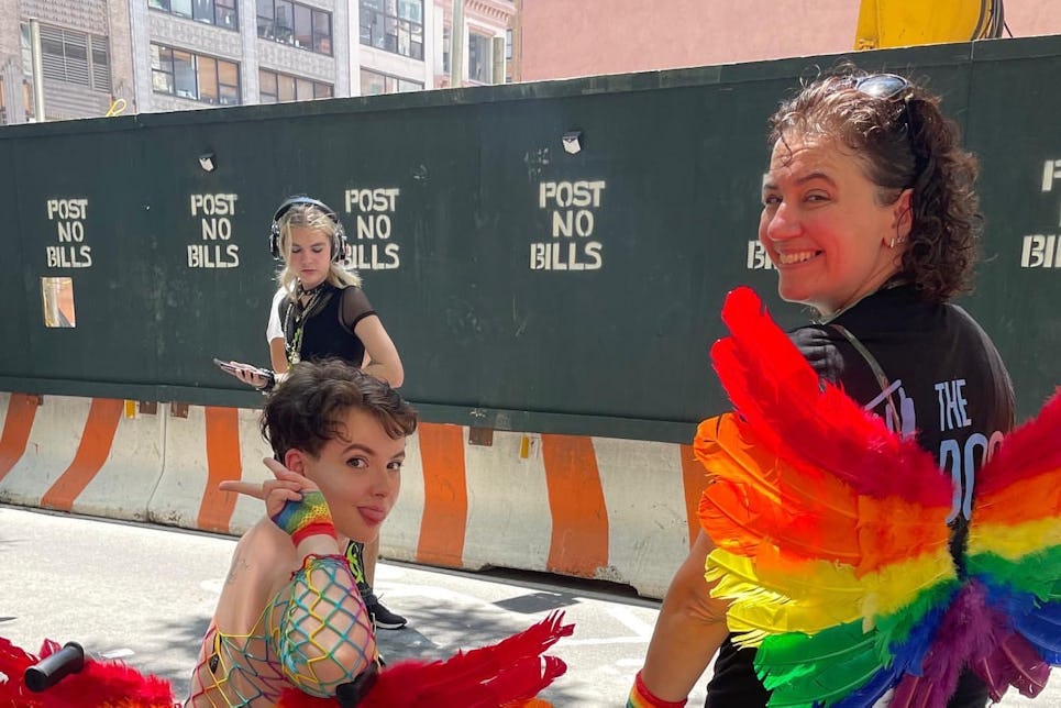 The Door Health Peer Educator Peter De Kahn and Managing Director of Communications & Marketing Mika De Roo, NYC Pride 2022.