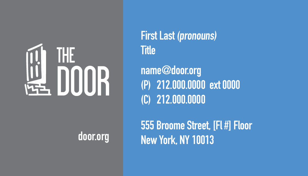 Sample of The Door business card design