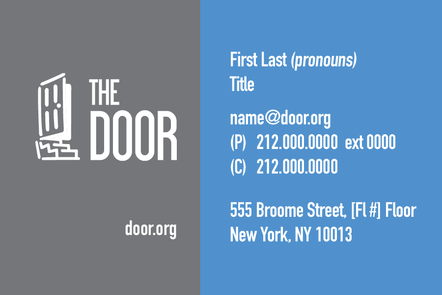 Sample of The Door business card design