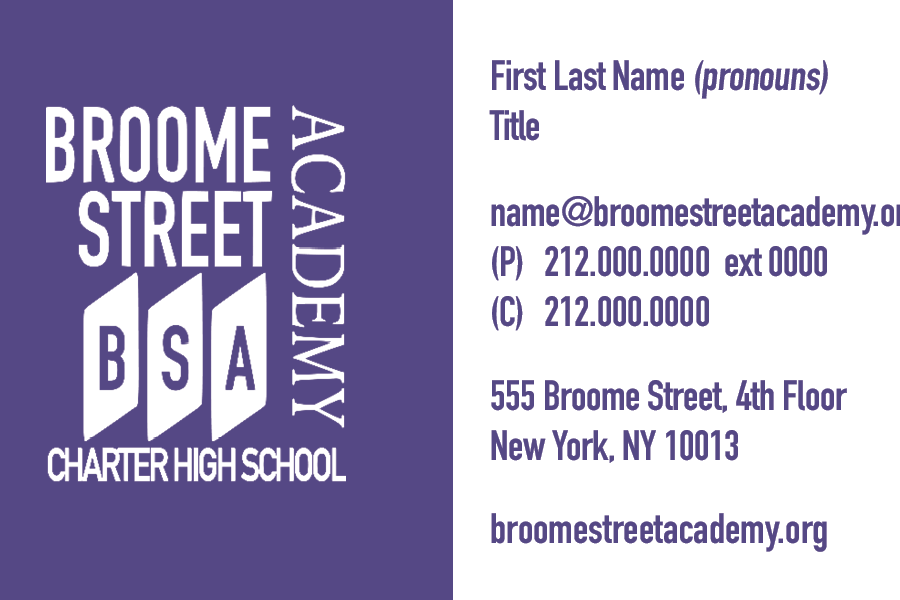 Sample of BSA business card design