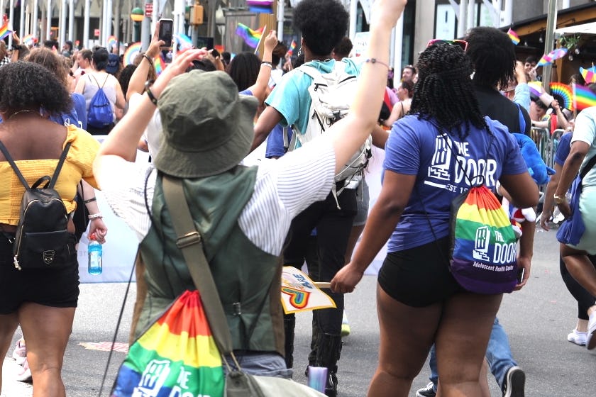 Door staff wearing bags sponsored by CFGI