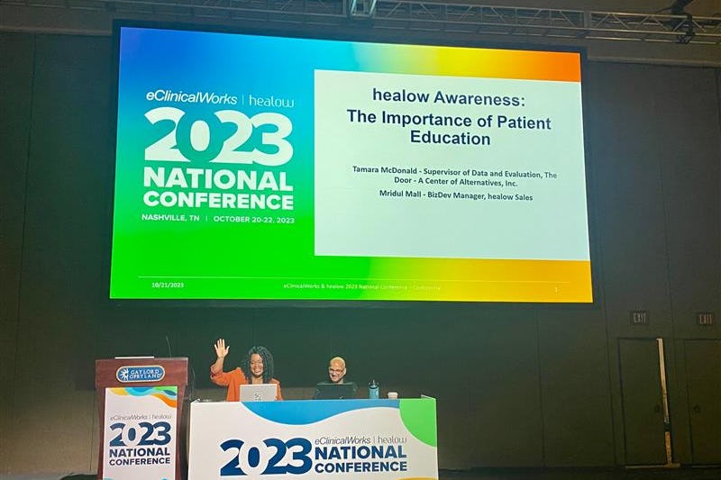 Tamara McDonald presenting on the importance of patient education.