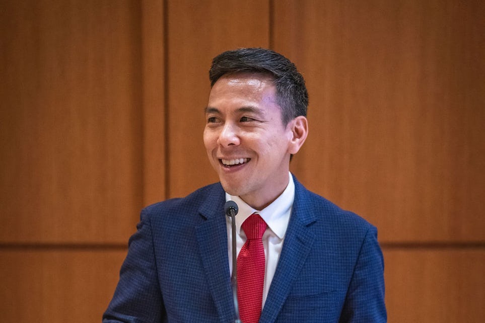 Kelsey Louie, Chief Executive Officer of The Door and Broome Street Academy delivering his speech.