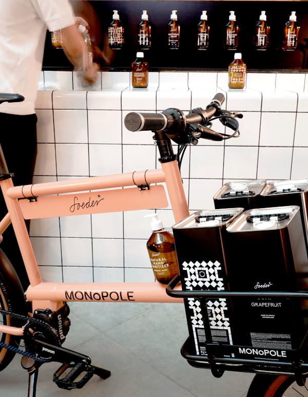 delivery e-bike at soap store