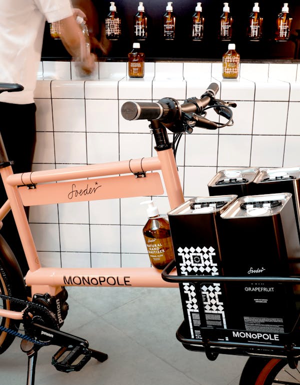 delivery e-bike at soap store