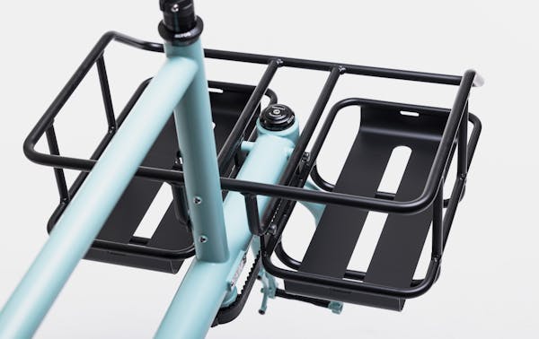 Detail view of cargo bike rack