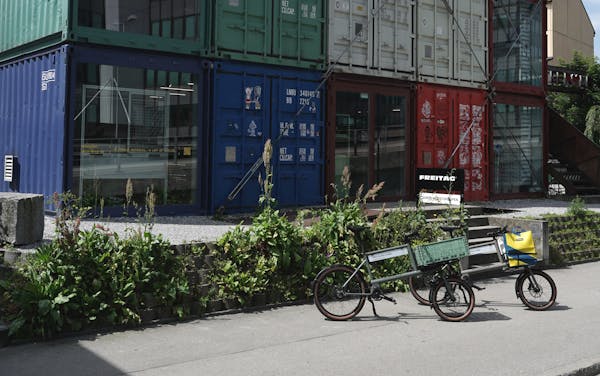 MONoPOLE bikes in front of Freitag flagship store