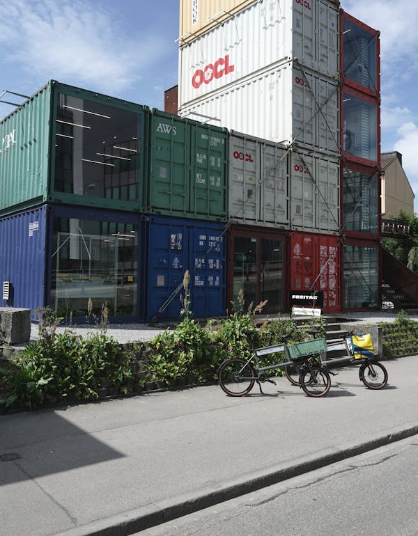 MONoPOLE bikes in front of Freitag flagship store