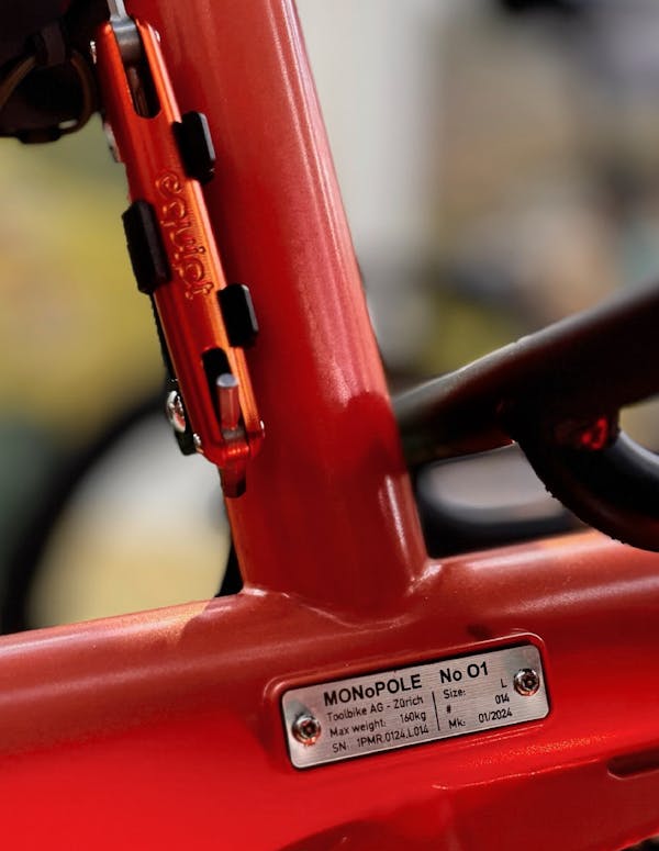 MONoPOLE No O1 cargo bike metal plaque detail