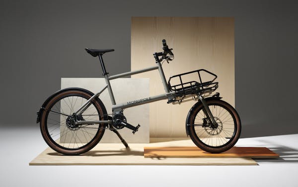MONoPOLE cargo e-bike, awarded Best Two-Wheeler at the 2024 Monocle Design Awards, featuring a modern, sleek design and practical cargo space