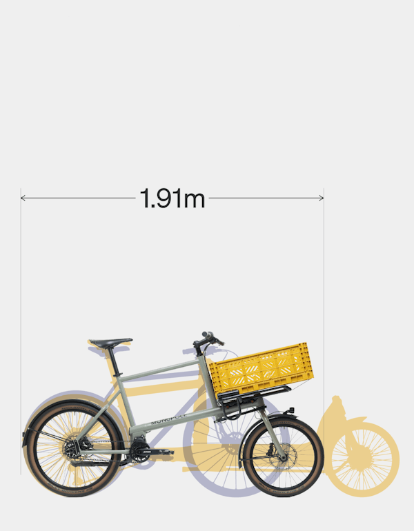 Comparison between a MONoPOLE No O1 cargo bike, a longtail cargo bike, and a regular bike.