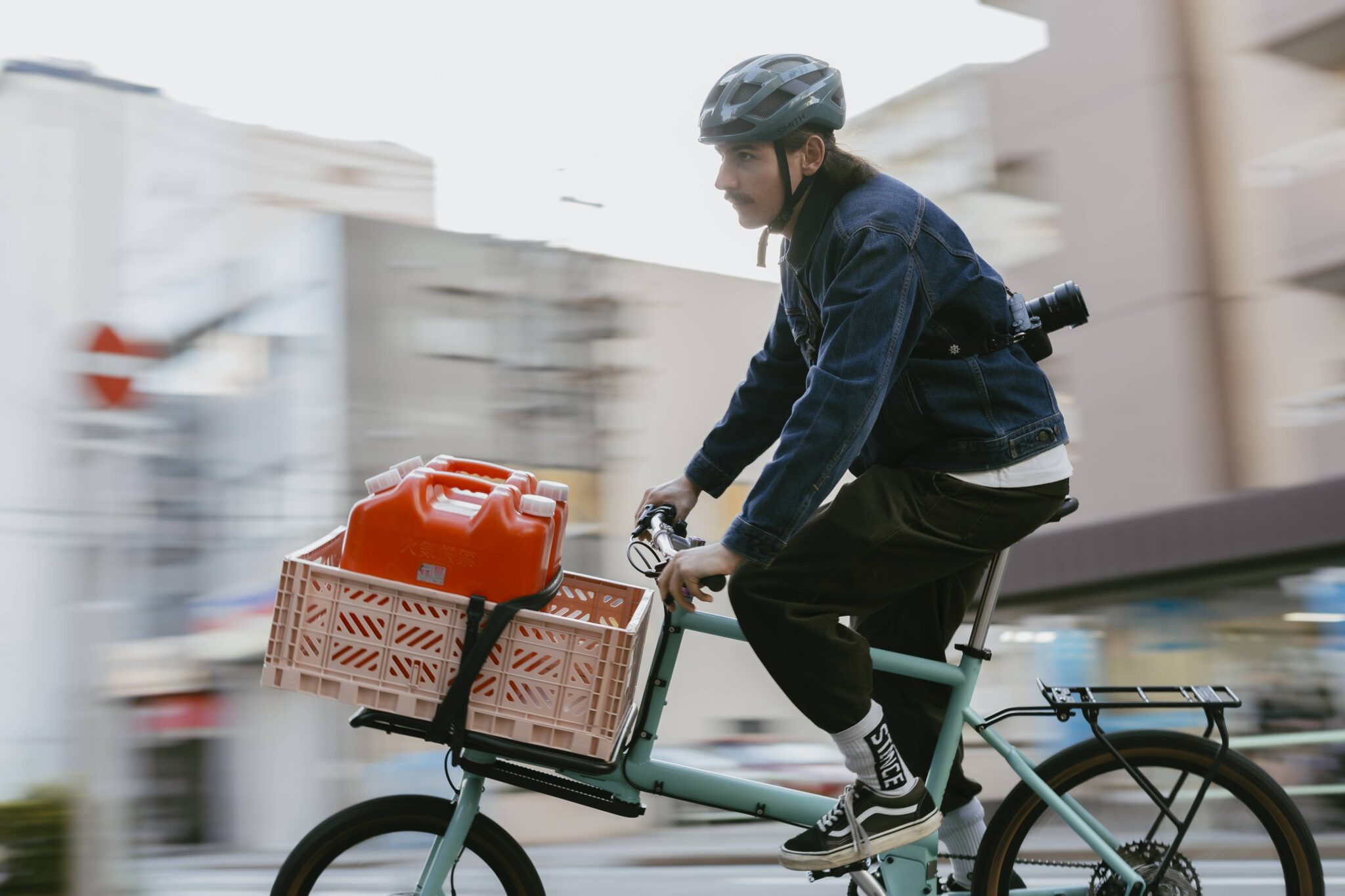 Man riding a MONoPOLE cargo bike