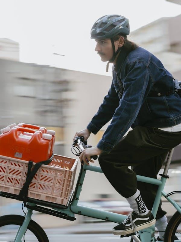 Man riding a MONoPOLE cargo bike