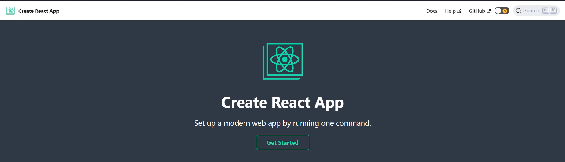 a screenshot of create react app website