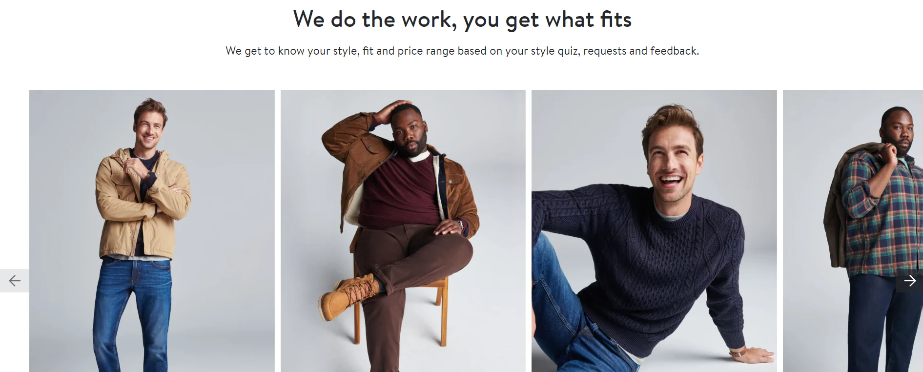 Stitch fix has a wide array of high quality product photographies