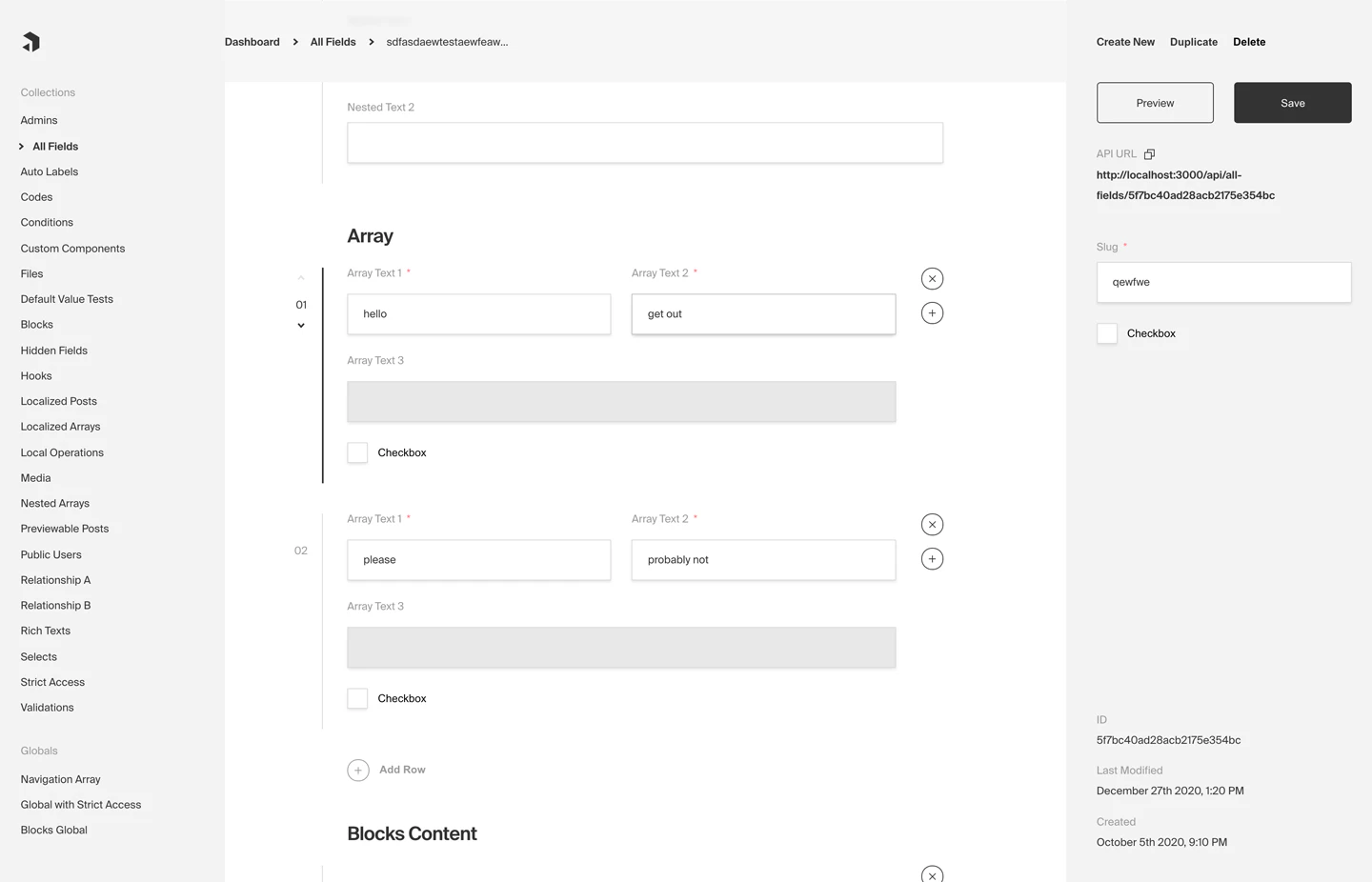 payload admin ui