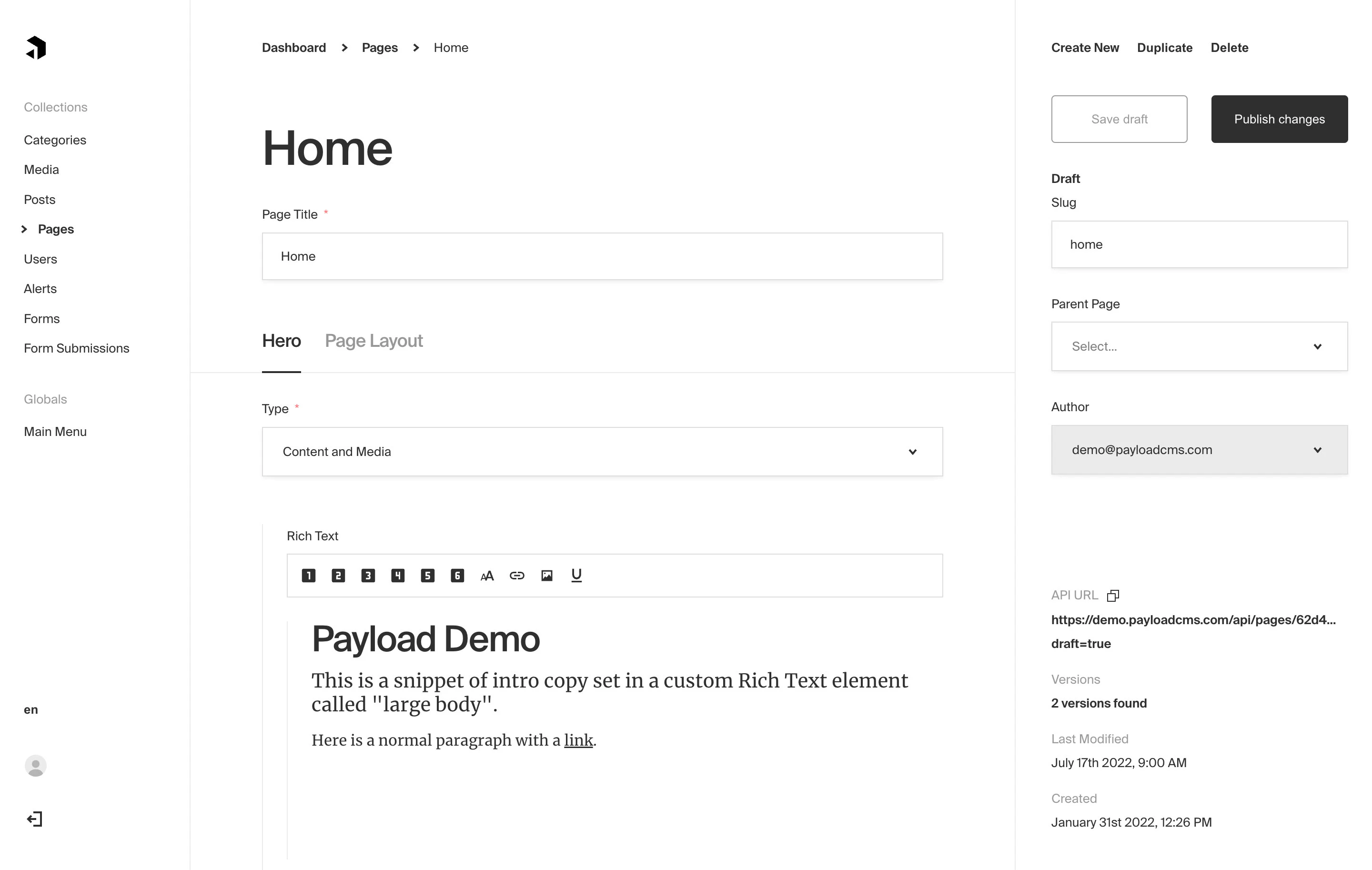 payload blog ui