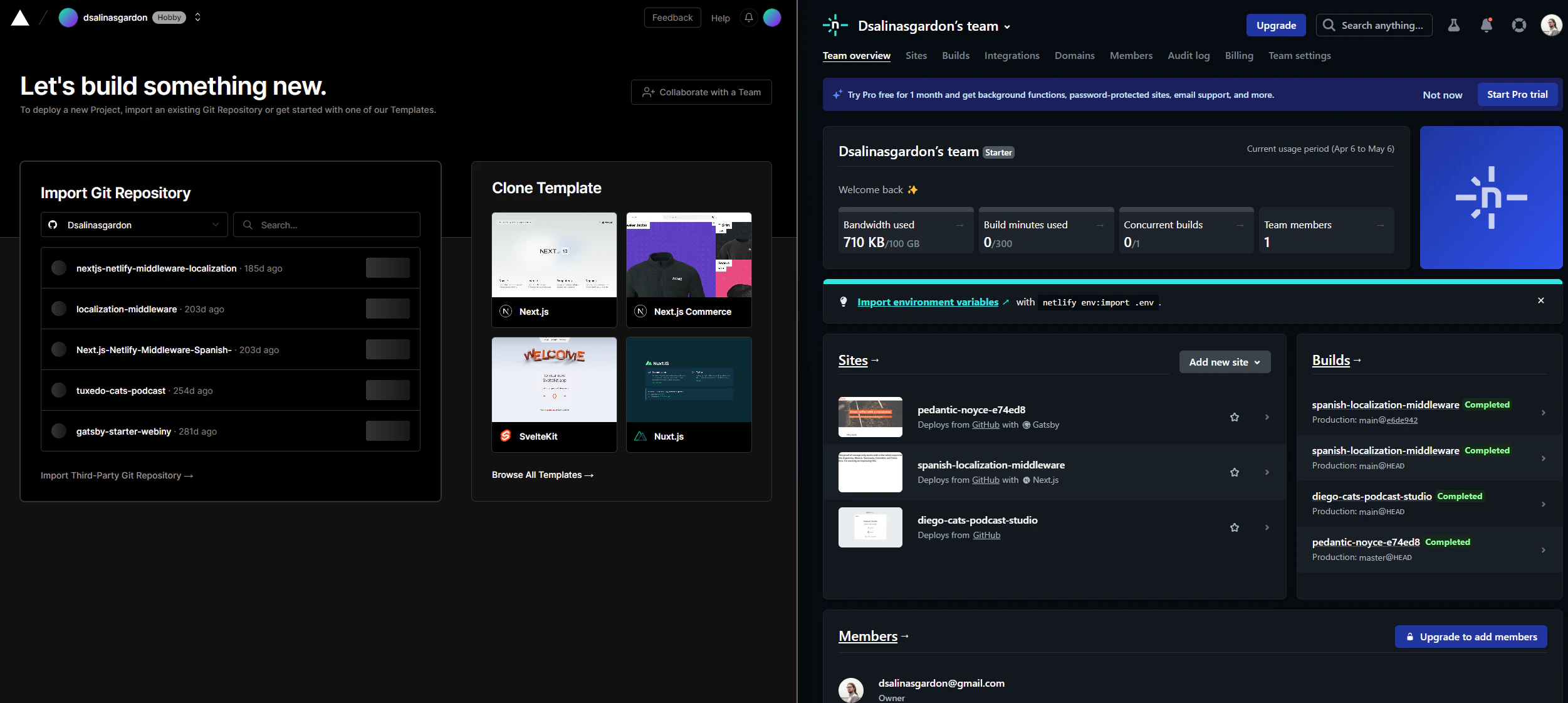 a side by side comparison of vercel and netlify