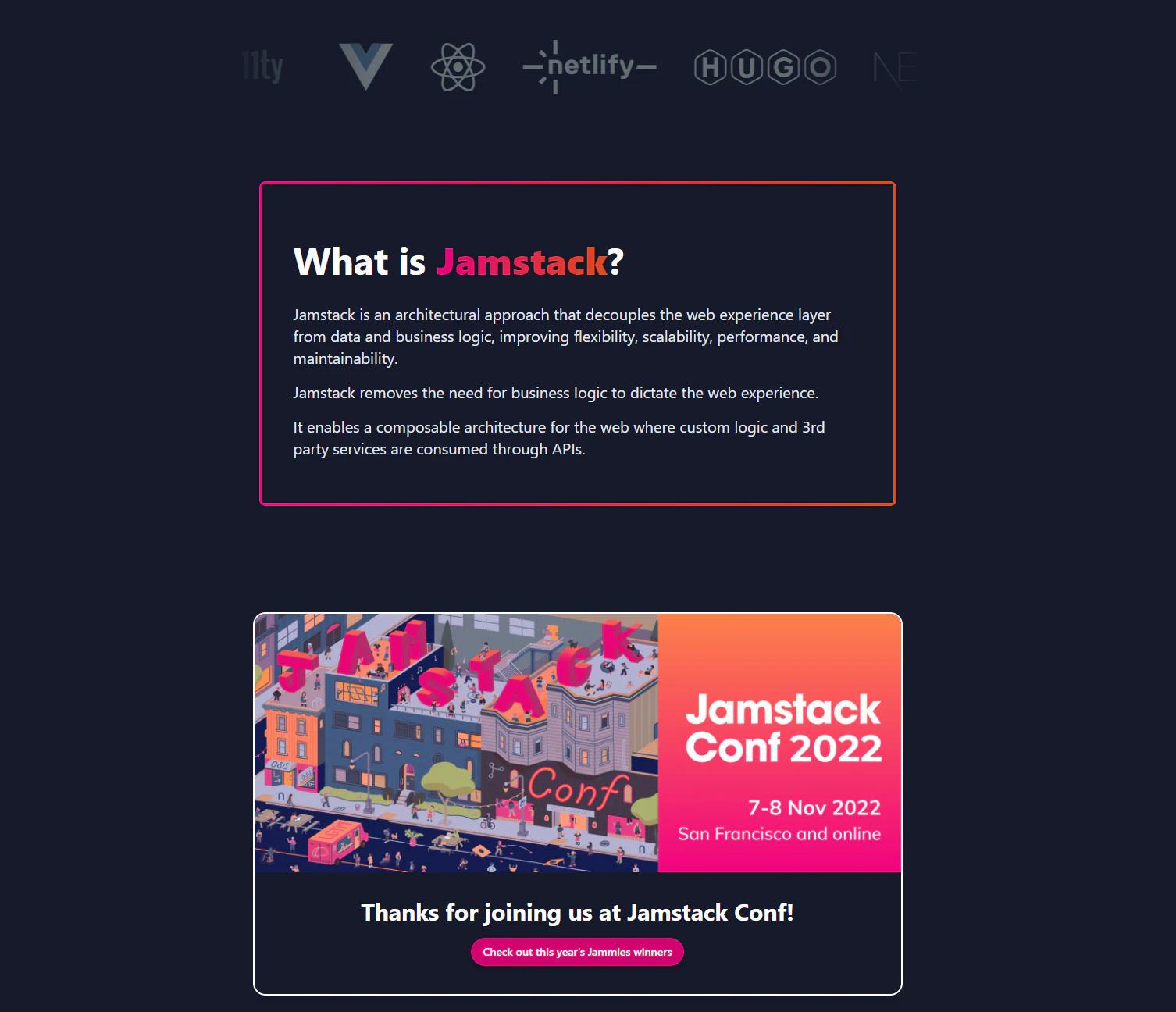 jamstack homepage