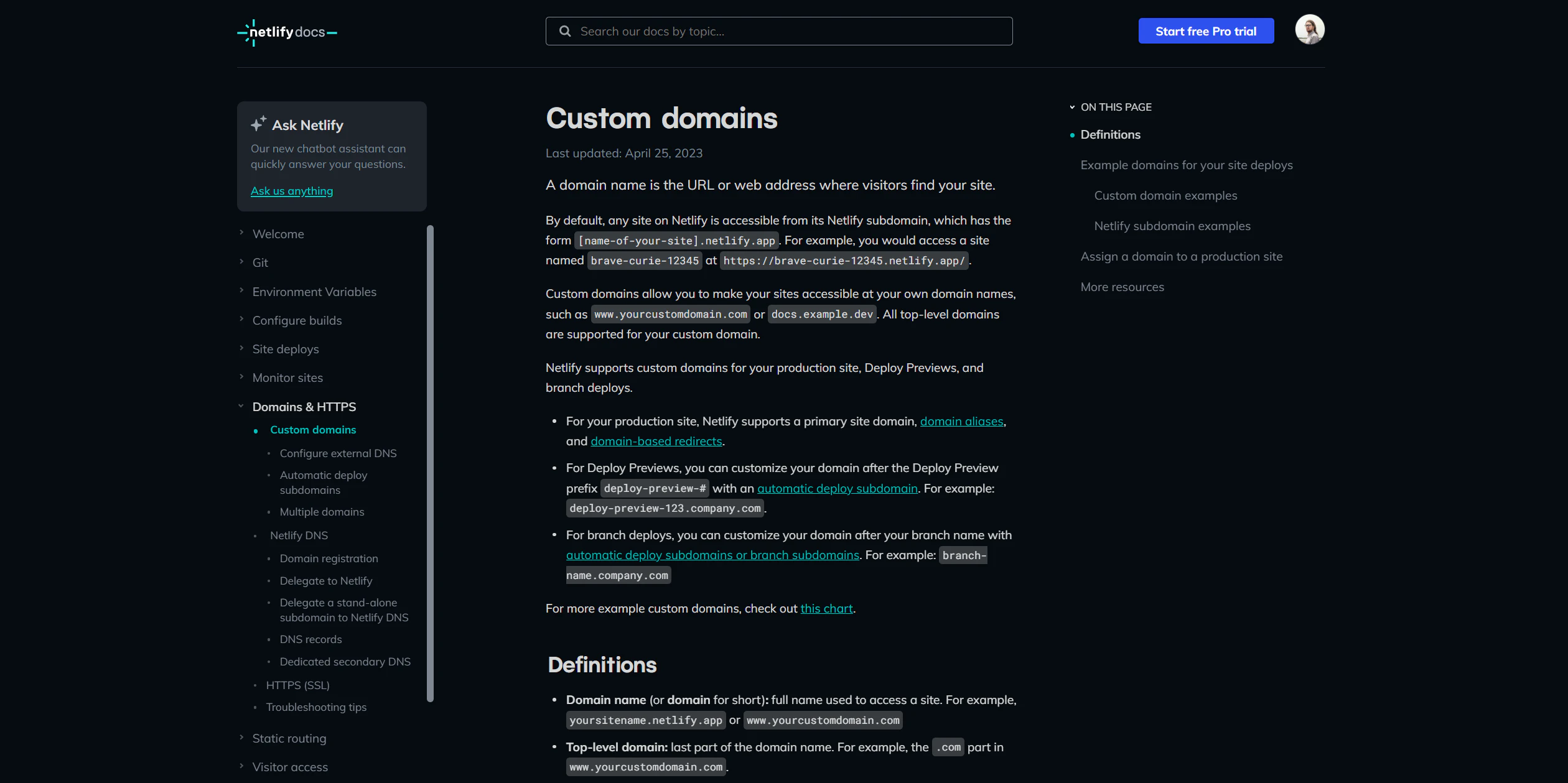 netlify custom domains