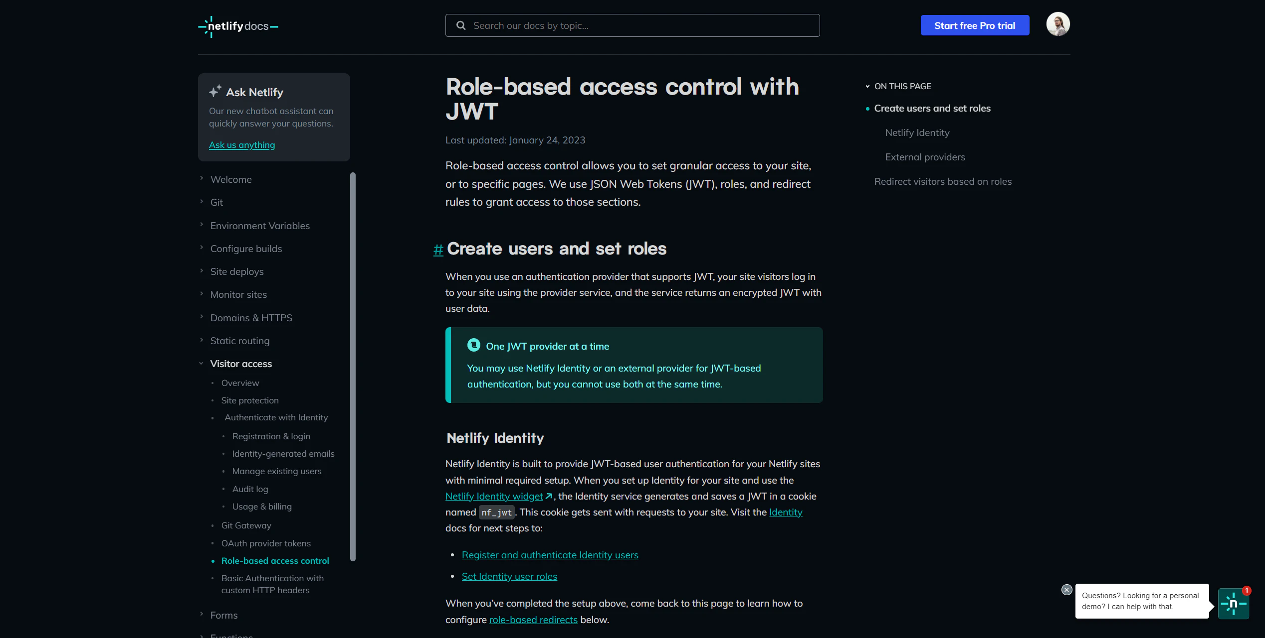 netlify role based access control