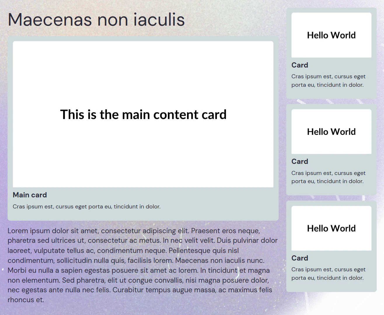 A screenshot of a web page layout demonstrating a situation where the CSS @container query can be useful.