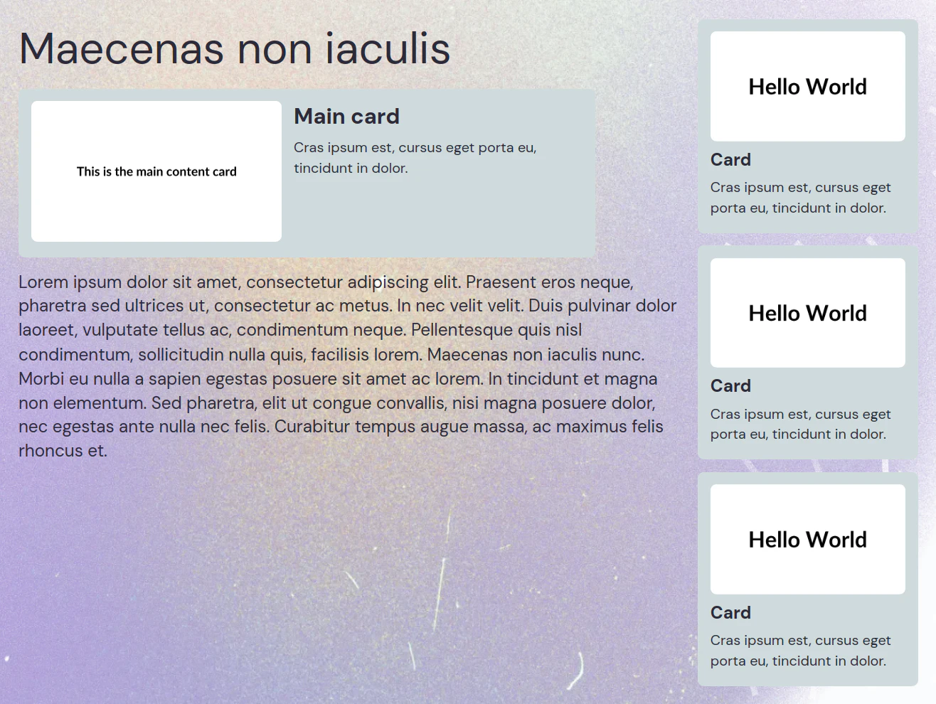 A screenshot of a web page layout demonstrating a situation where the CSS @container query can be useful.
