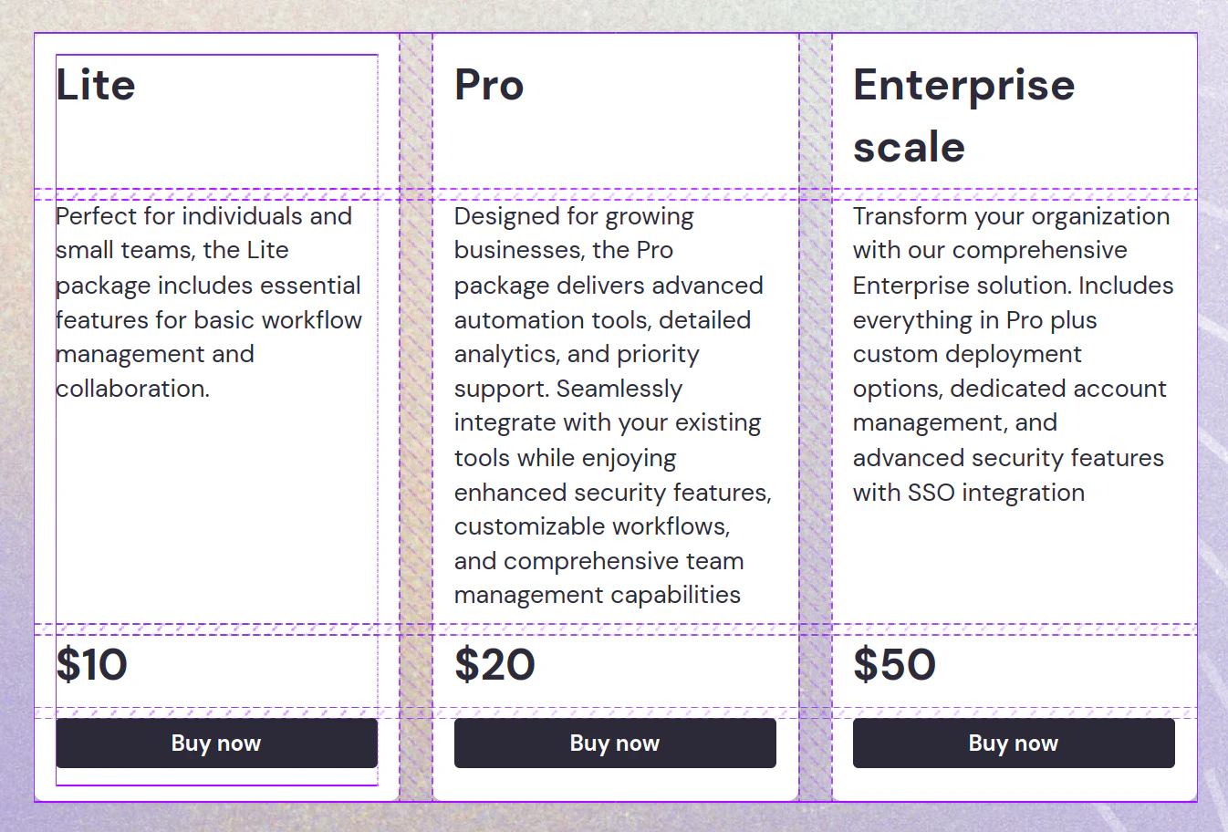 A screenshot of a web page demonstrating the usefulness of the CSS subgrid feature.