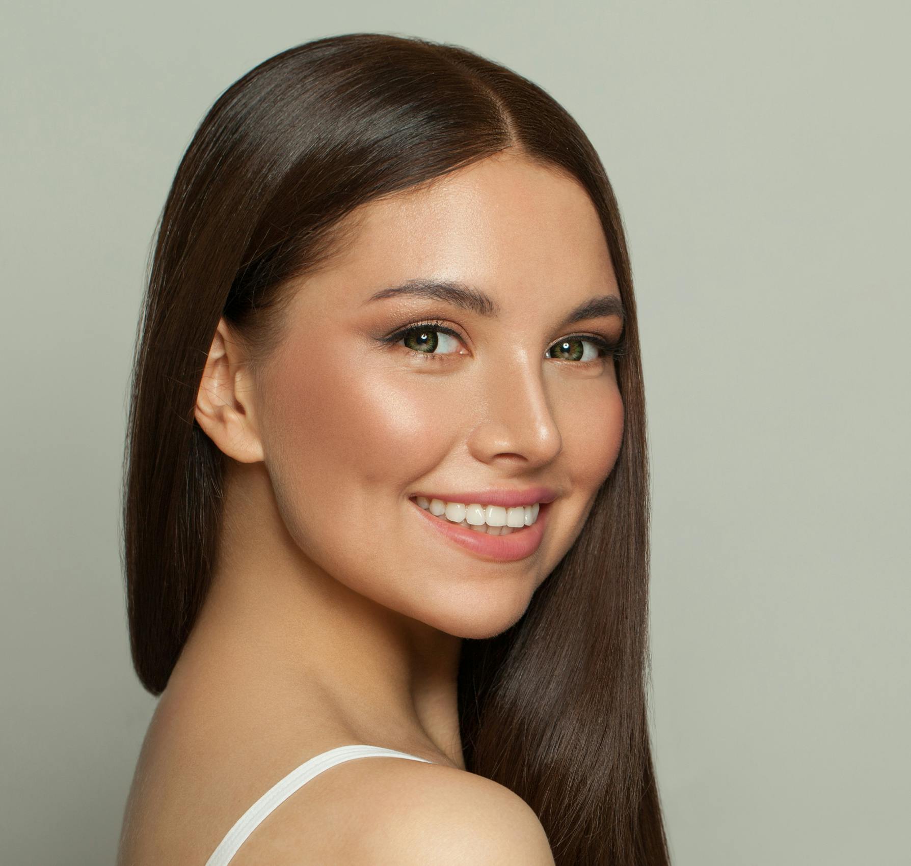 Woman looking over her shoulder