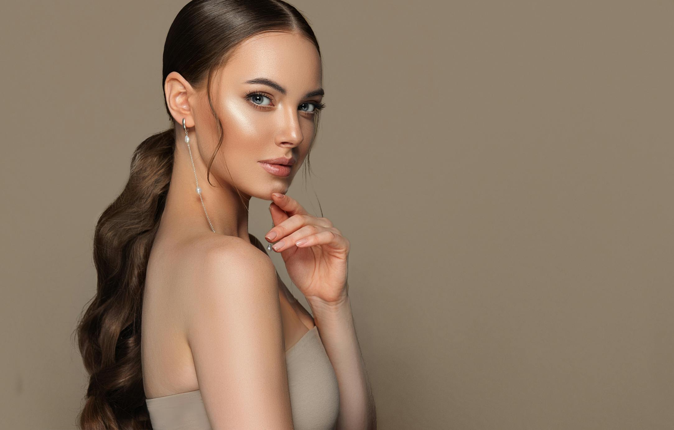 Woman with her hair up