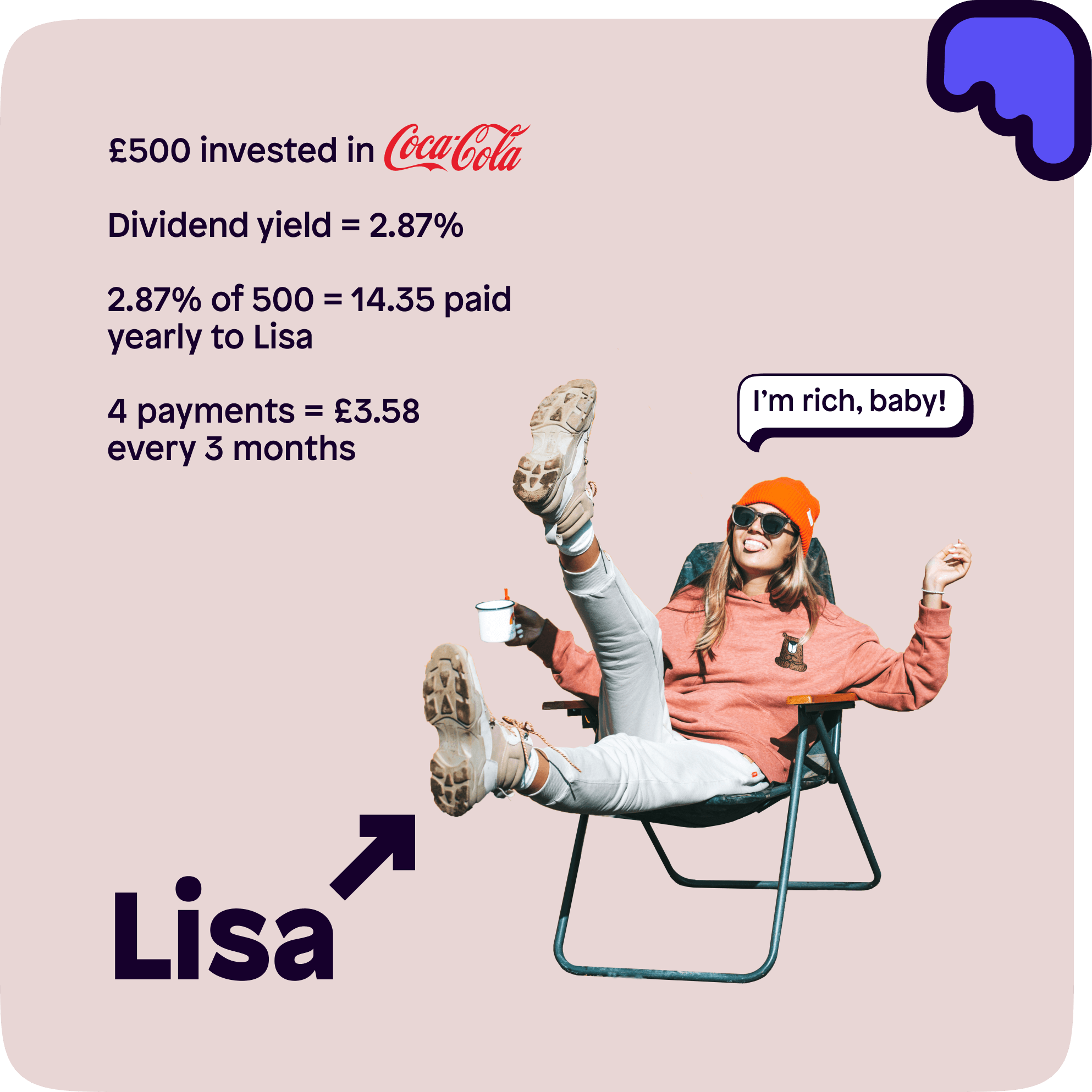 An example of a Coca-Cola dividend payment made to a woman called Lisa