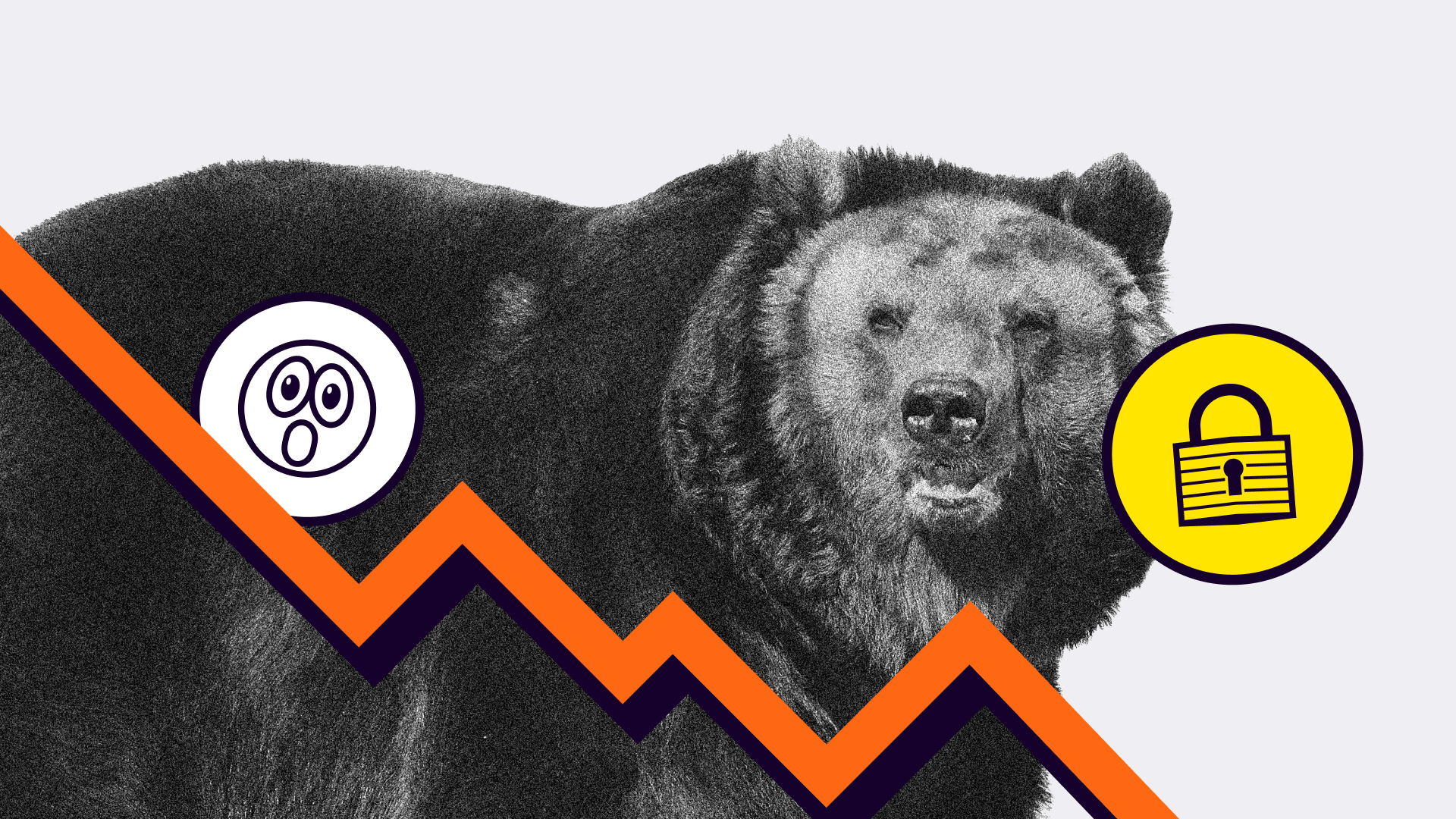 A bear market image featuring a negative trend line and a bear