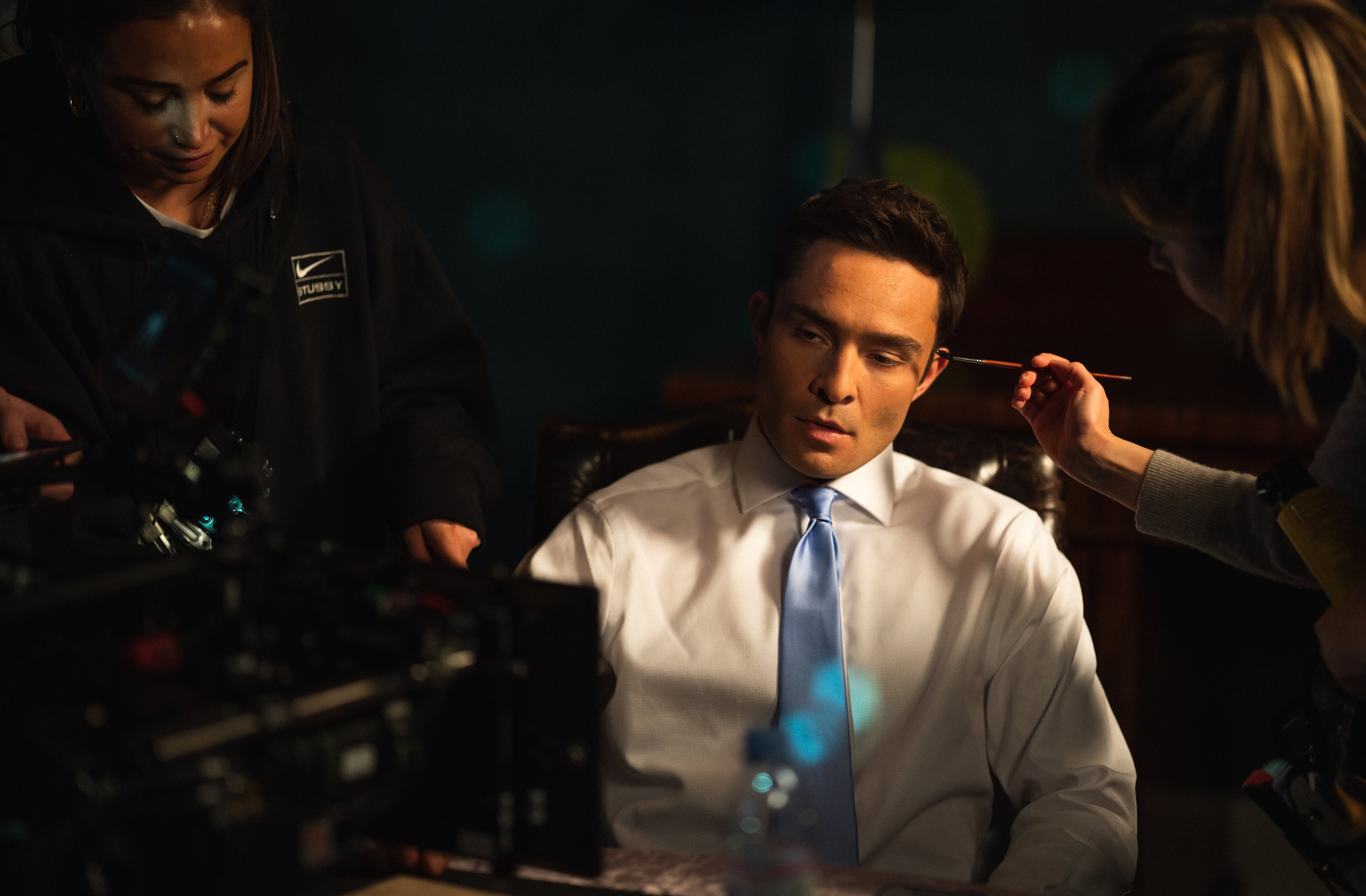 Ed Westwick filming for Shares