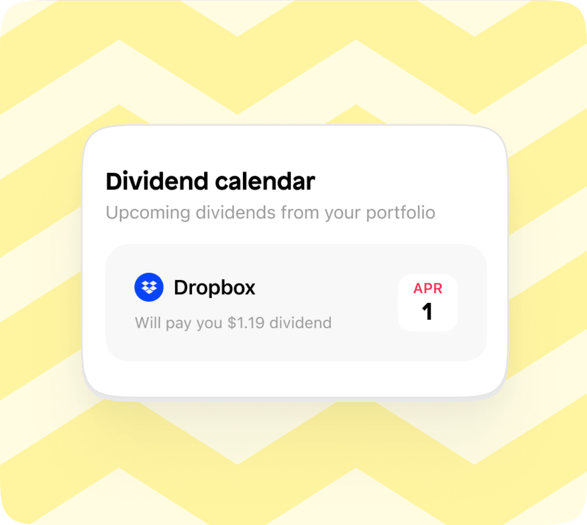 Dividend calendar on the Shares app