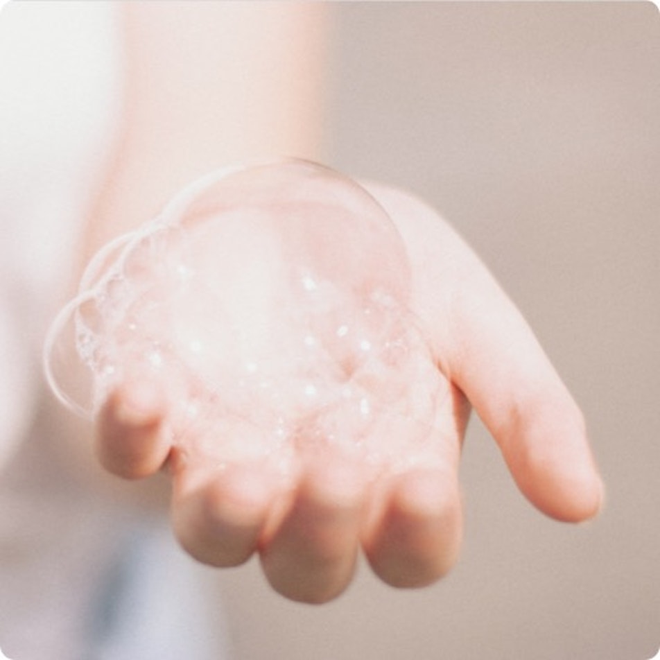 Hand filled with soap