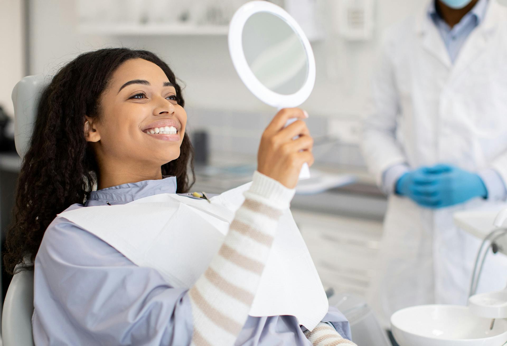 Woman Looking at Her Teeth