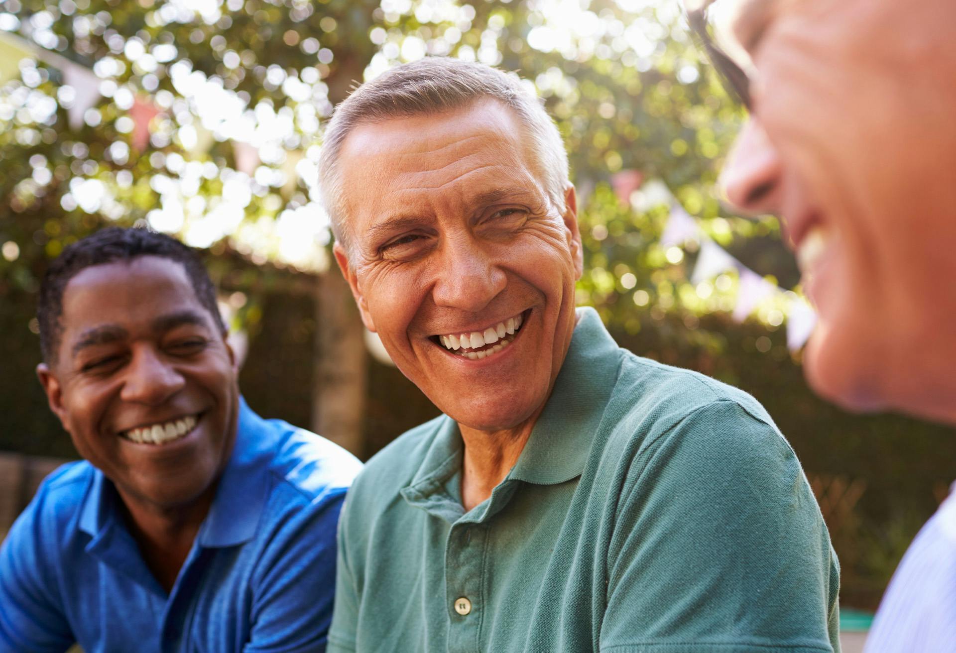 Men Smiling and Talking
