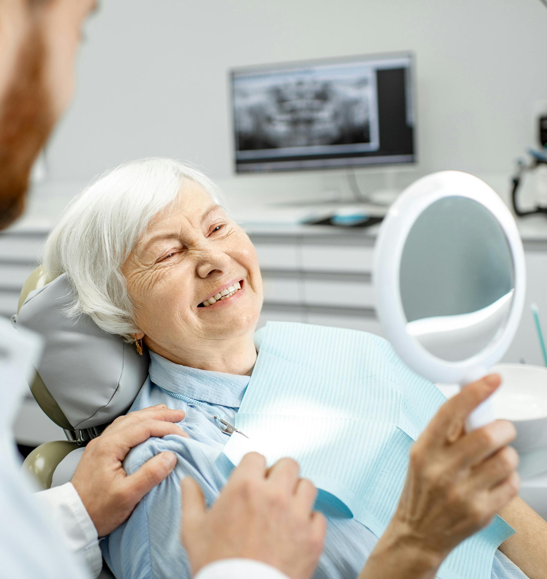 Woman Looking at Her Dental Results