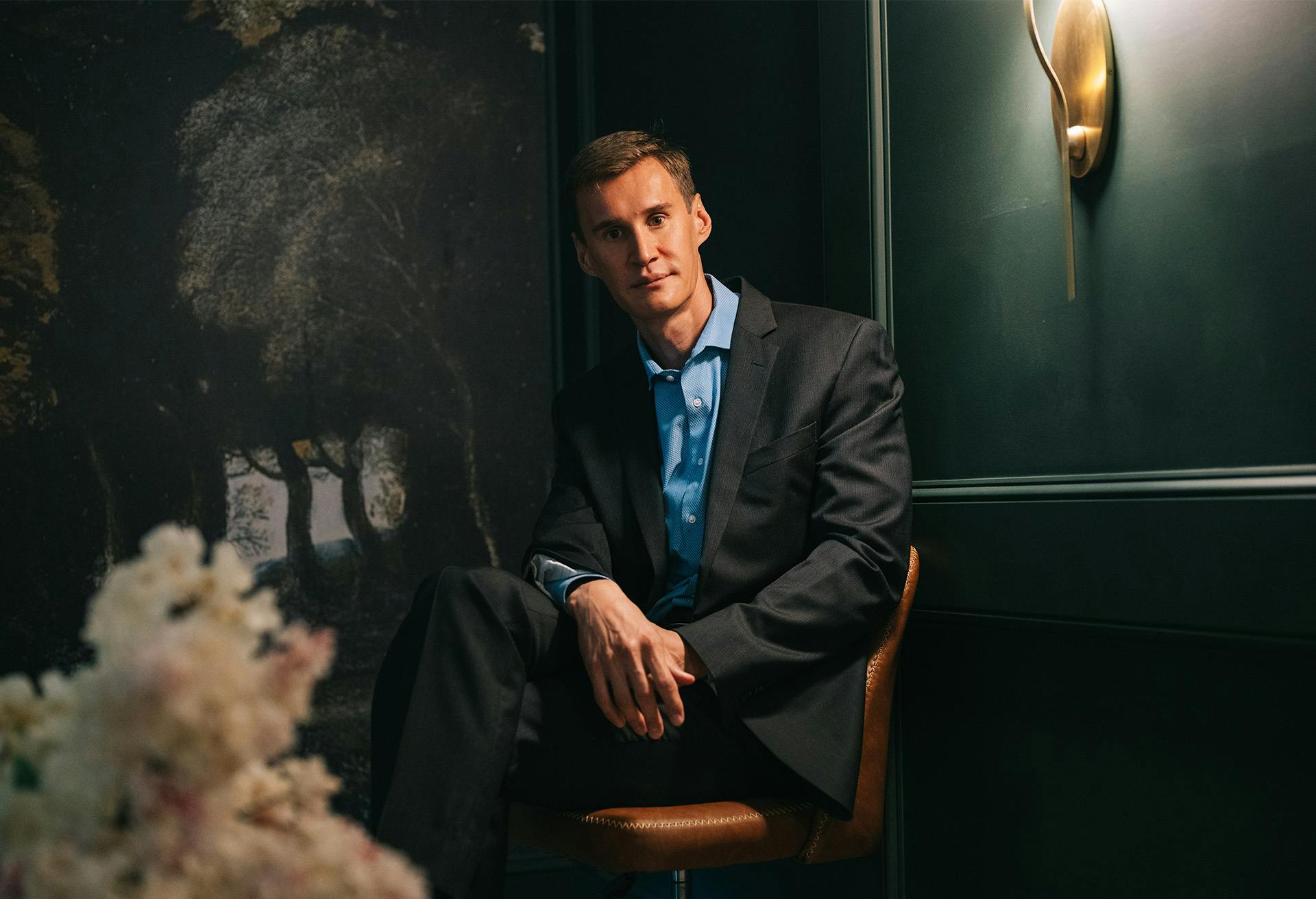 Plastic Surgeon Dr. Alexey Markelov in his office.
