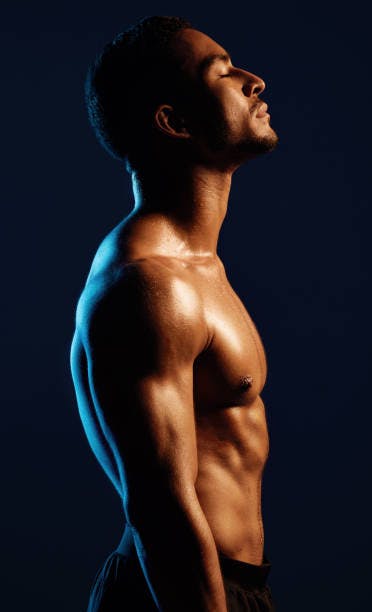 Profile of toned man