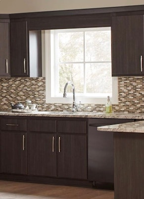 New kitchen with brown wooden doors