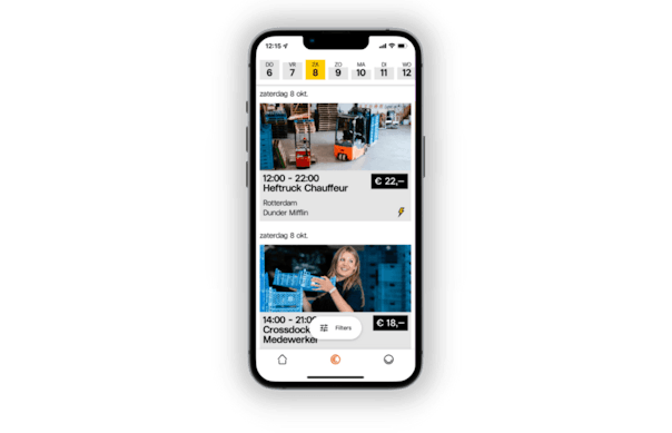 Flexwerk app met overzicht van diensten Level.works