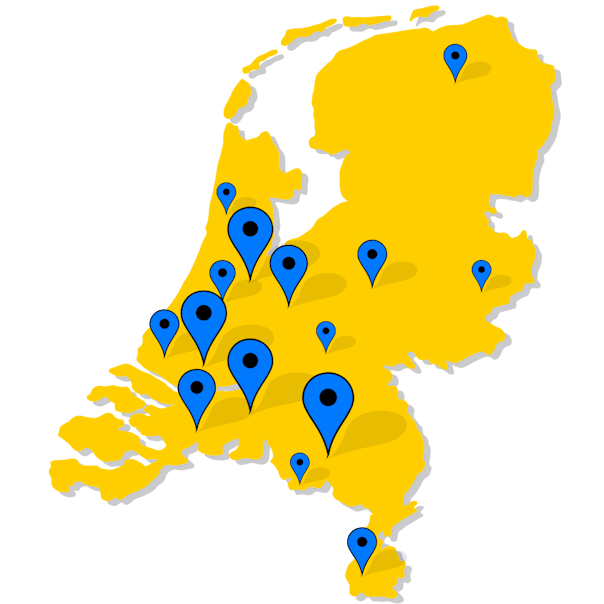 De kaart geeft een overzicht van waar onze flexwerkers vandaan komen