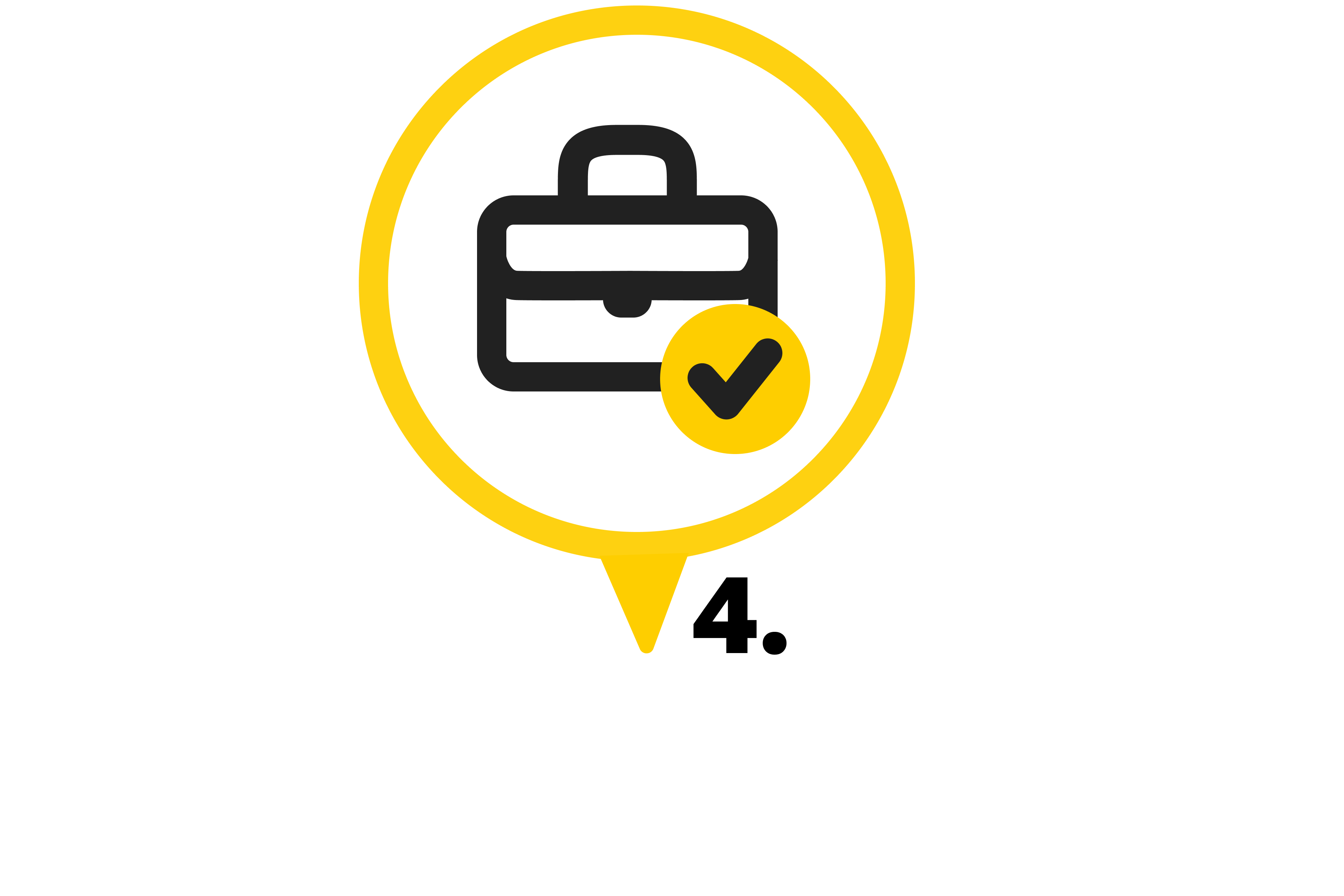 Icon van werktas met een vinkje