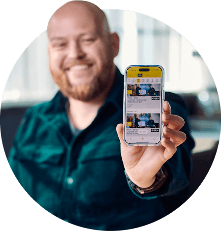 Header van mobiel die de level.works app weergeeft