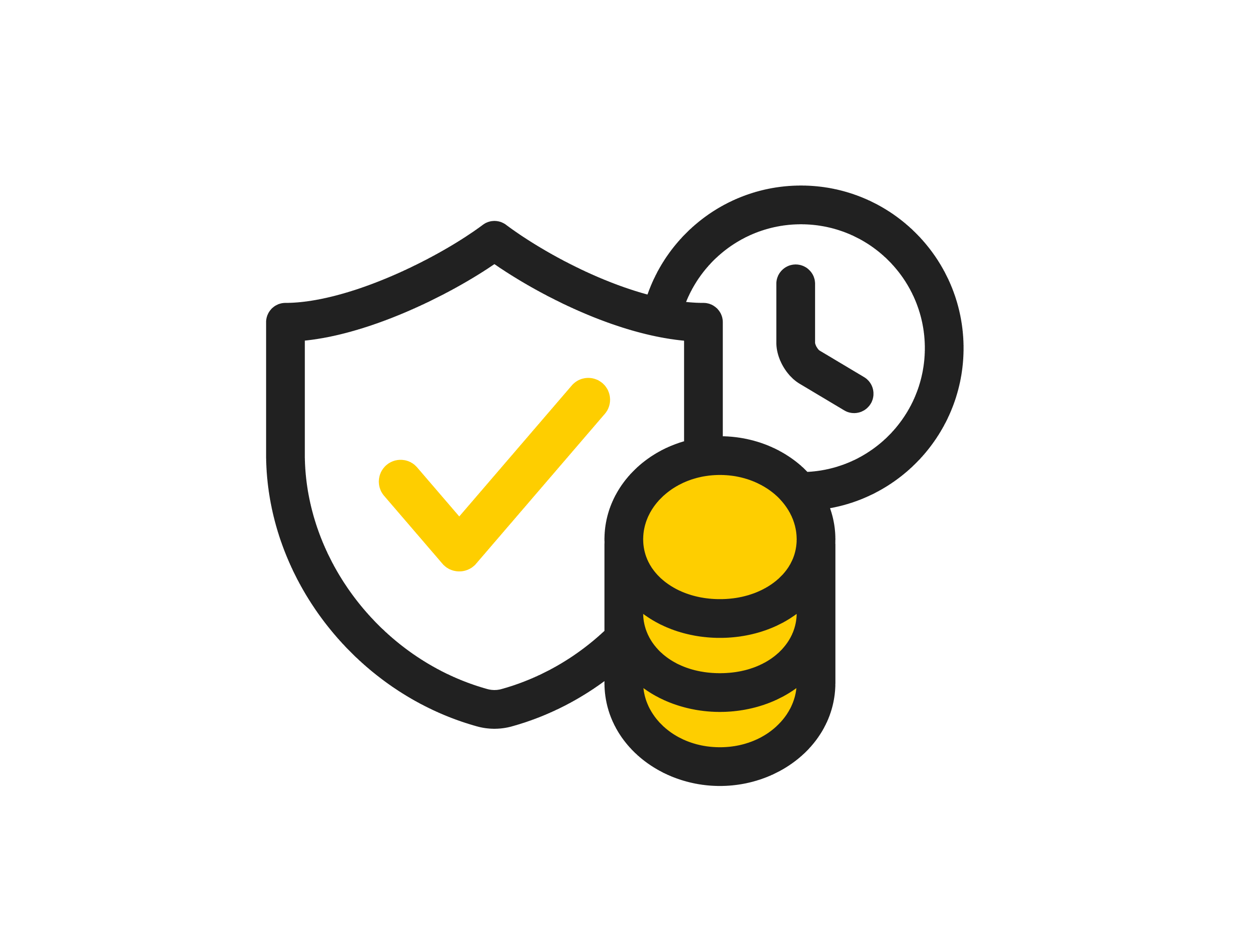 Icon met klok en munten en verzekerd teken