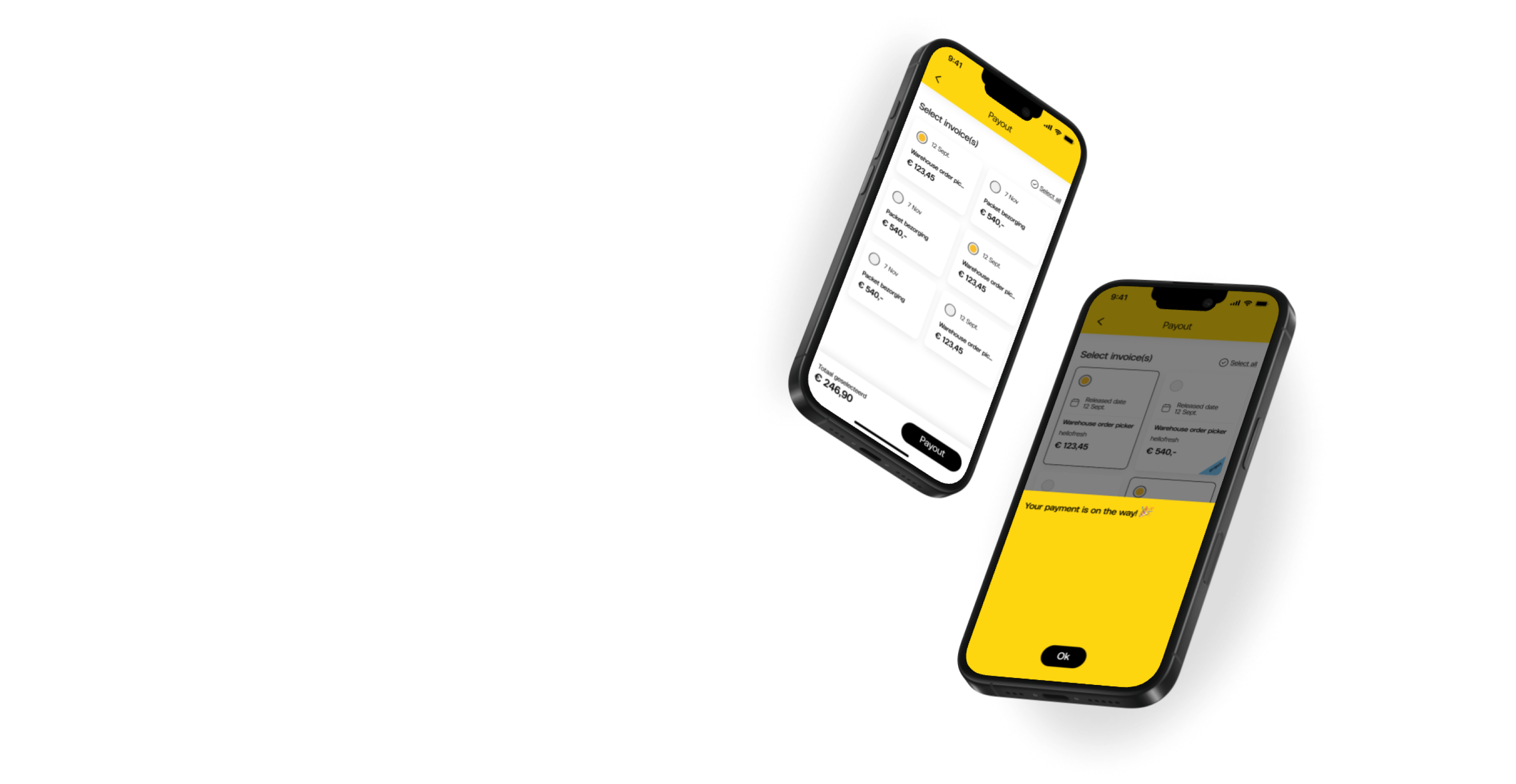 Iphone met level.works uitbetalingspagina app