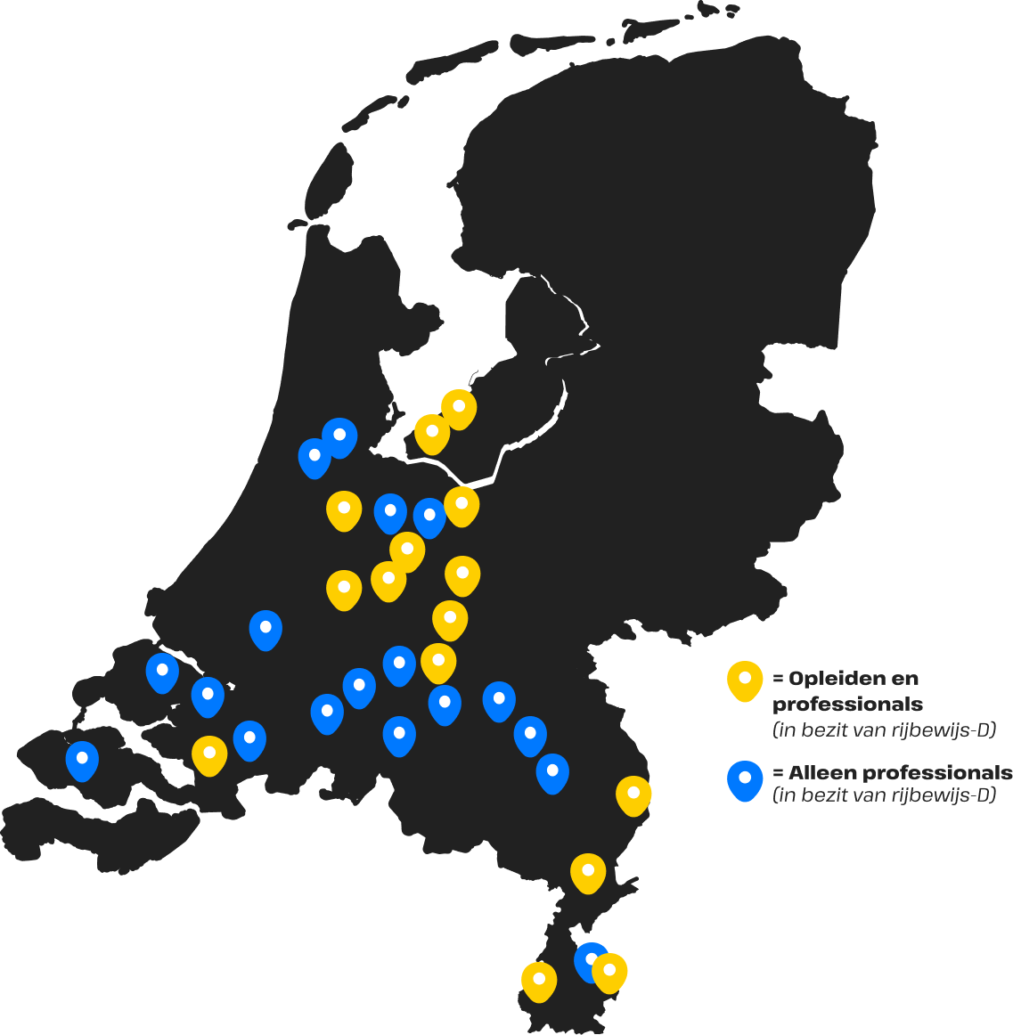Buskaart van Nederland waar je kan starten