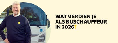 Kop van blog en buschauffeur voor leerbus