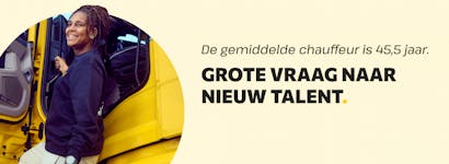 Vrouw zwaait uit vrachtwagen en kop van artikel